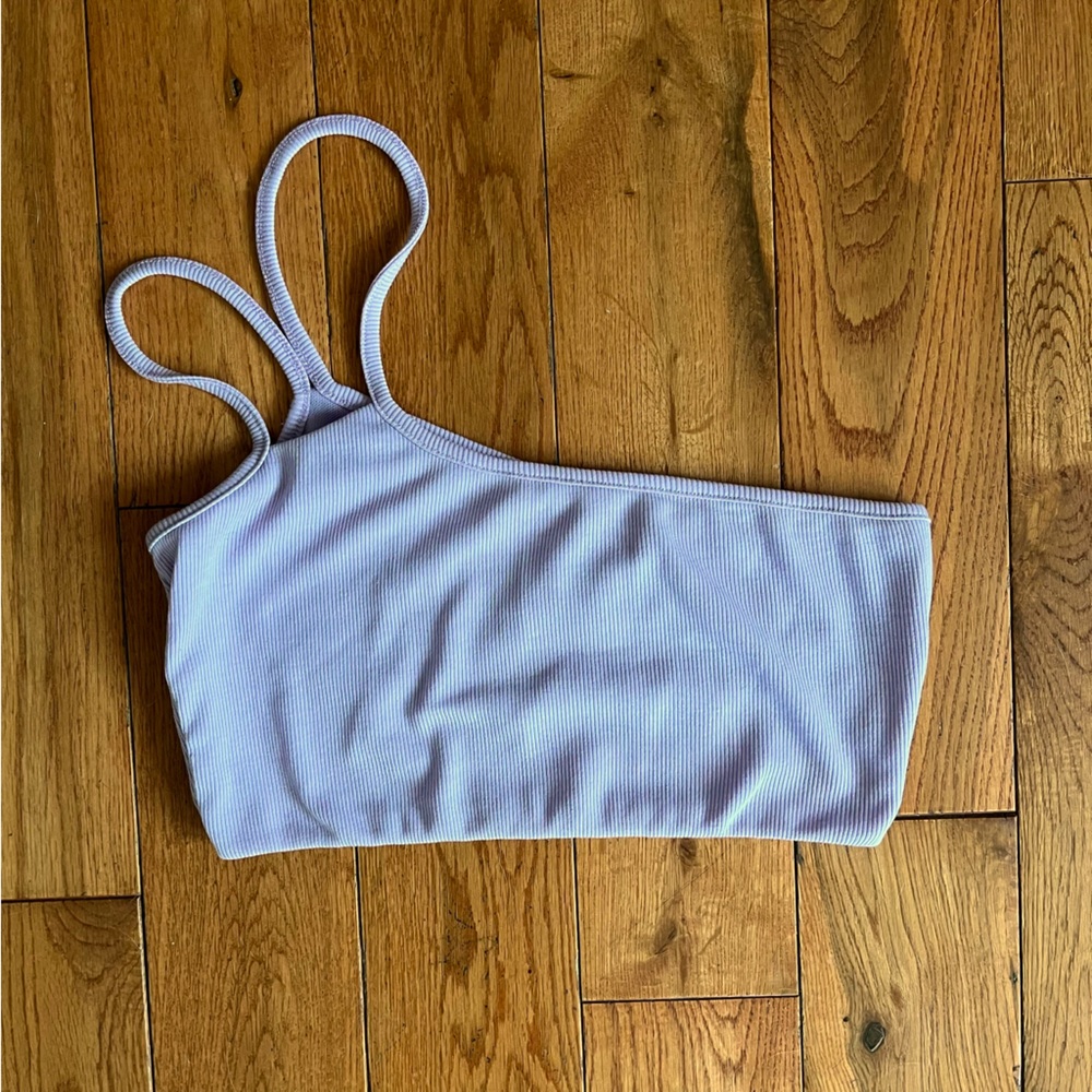 Princess Polly One Shoulder Ribbed Crop Top Shirt Lilac Purple - Size 4 (US)